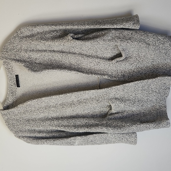Zara Sweaters - Zara Women Size M White Black Long Sleeve Cotton Open Front Cardigan Sweater